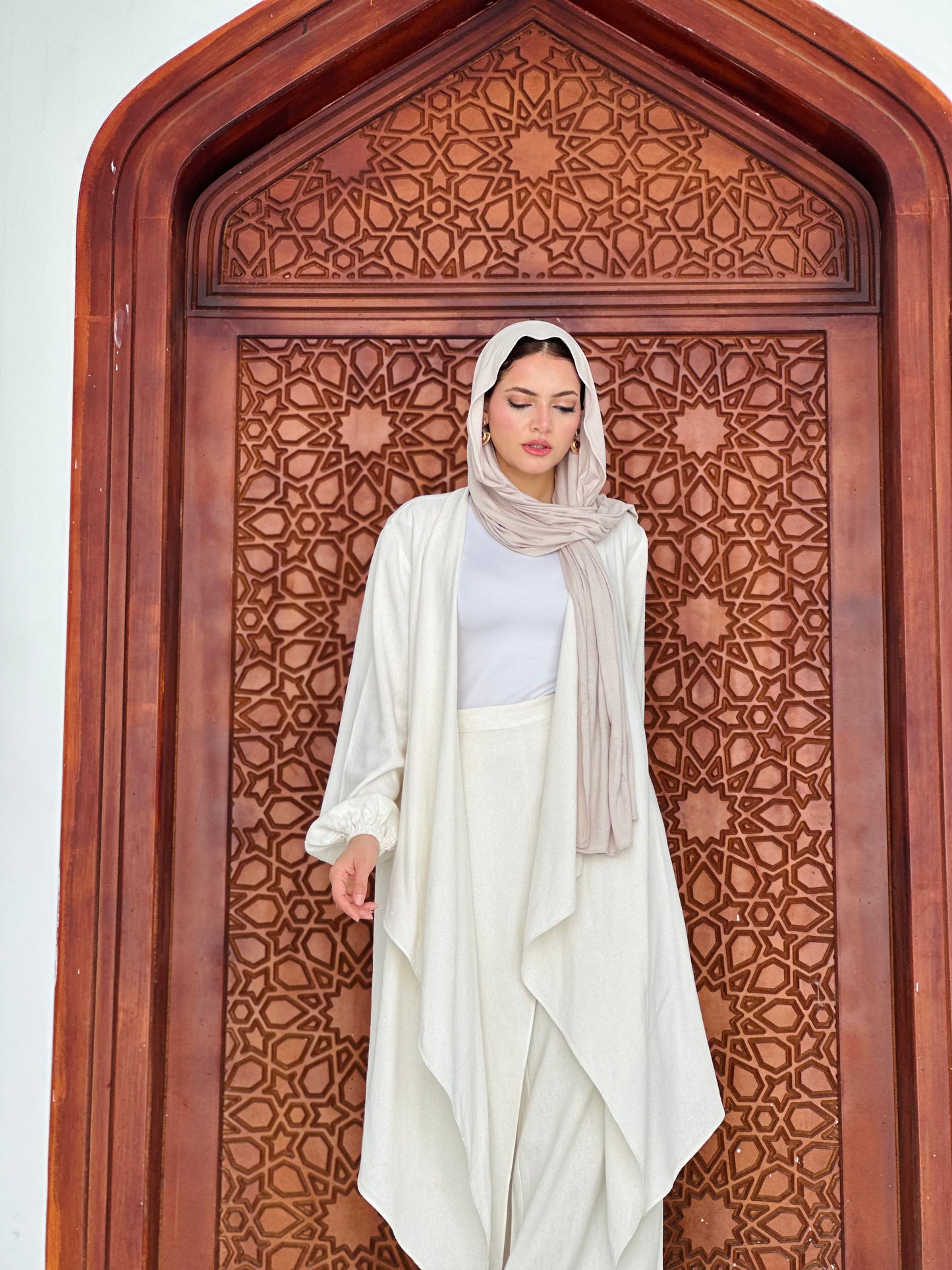 Linen Flowy Cardigan - Beige