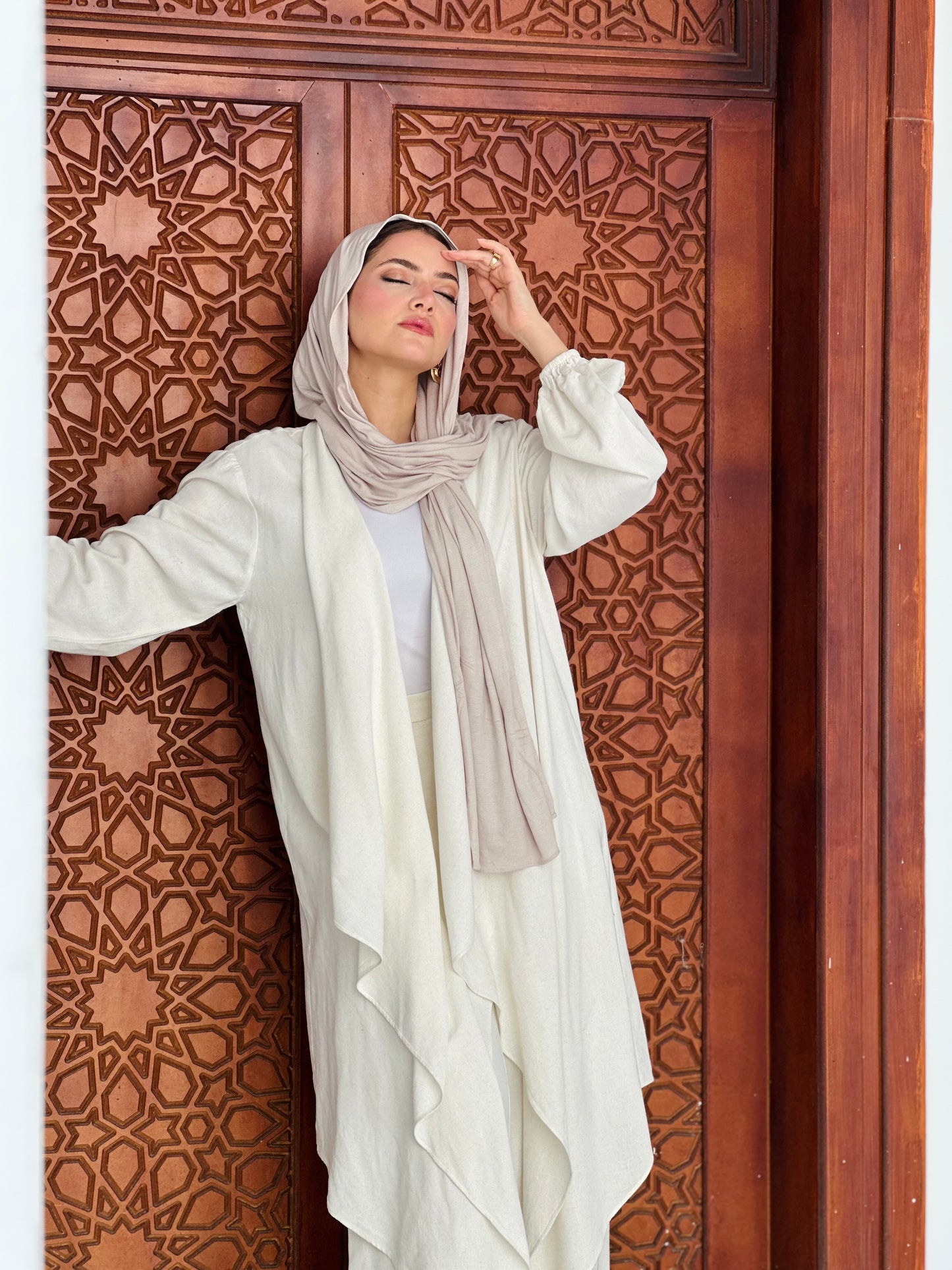 Linen Flowy Cardigan - Beige