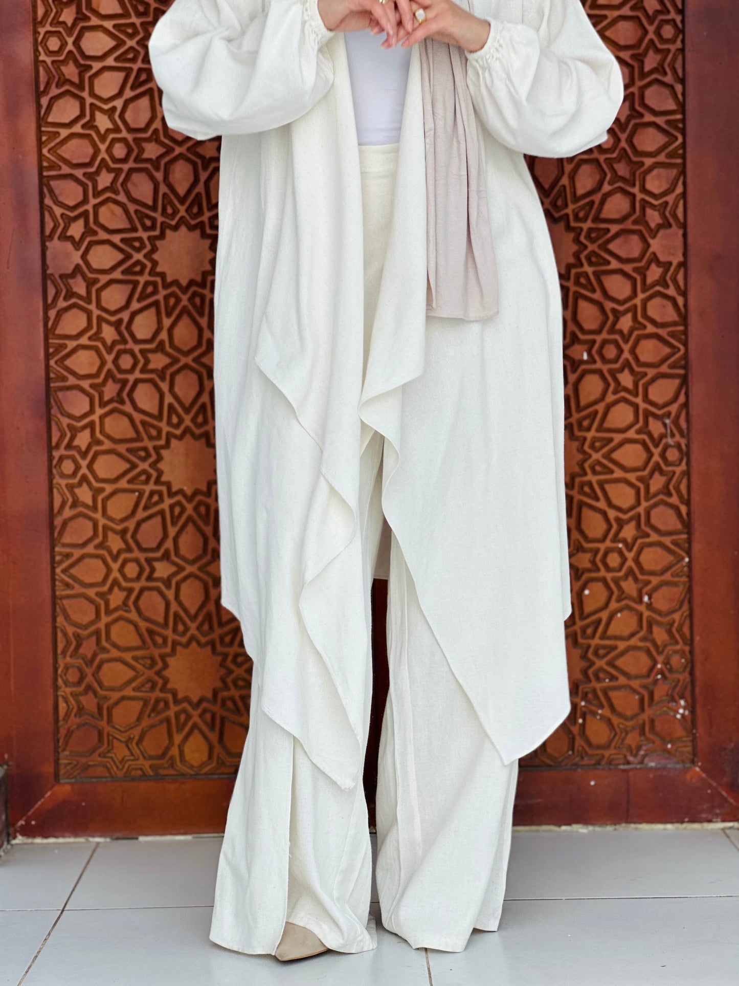 Linen Flowy Cardigan - Beige