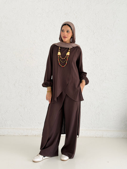 Linen Wrap Set - Brown