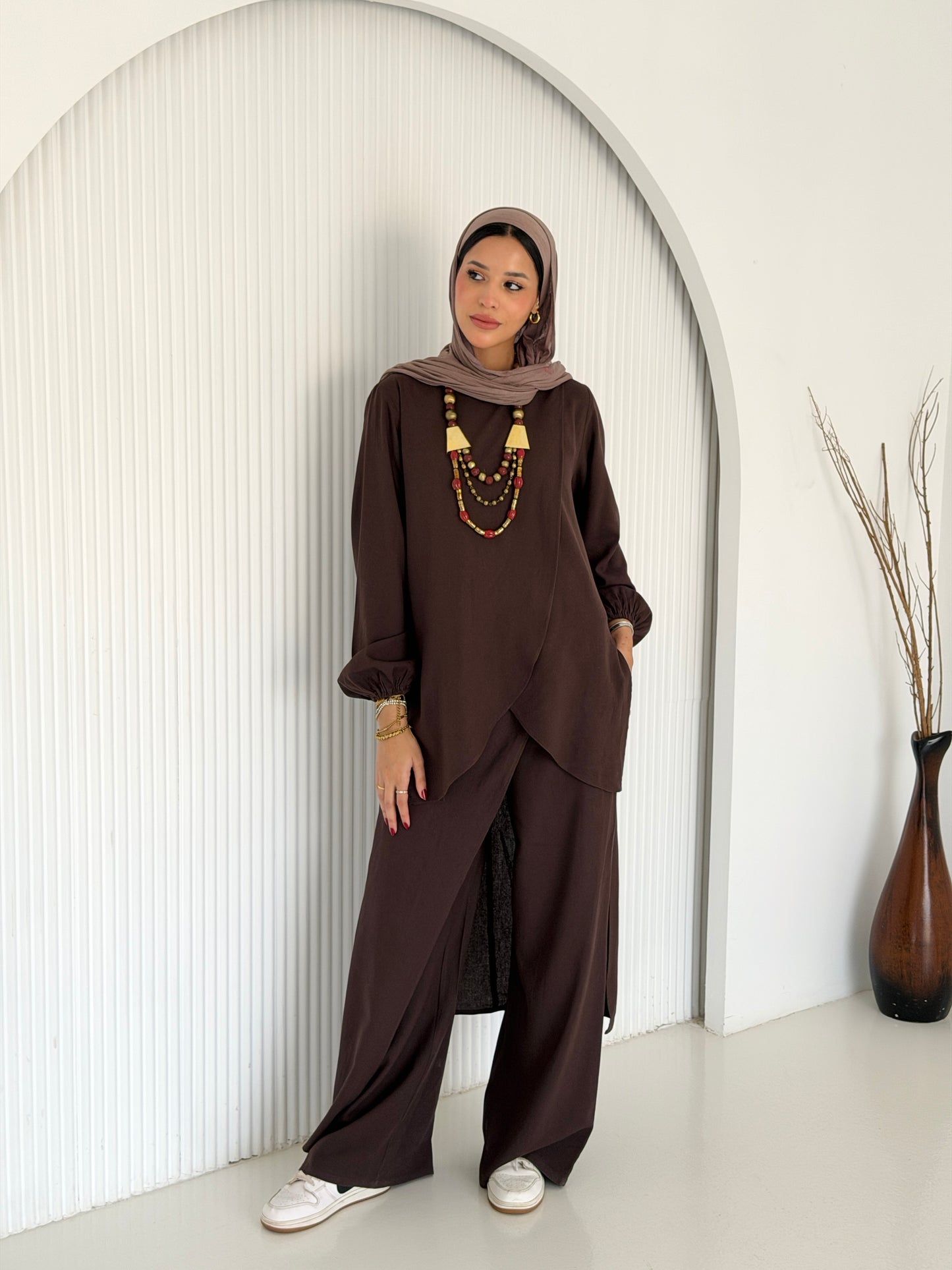Linen Wrap Set - Brown