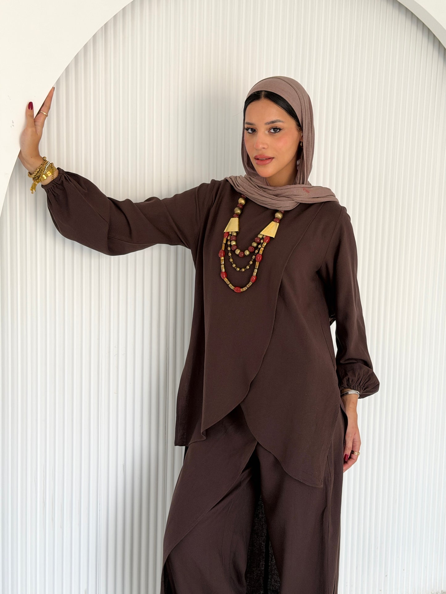 Linen Wrap Set - Brown