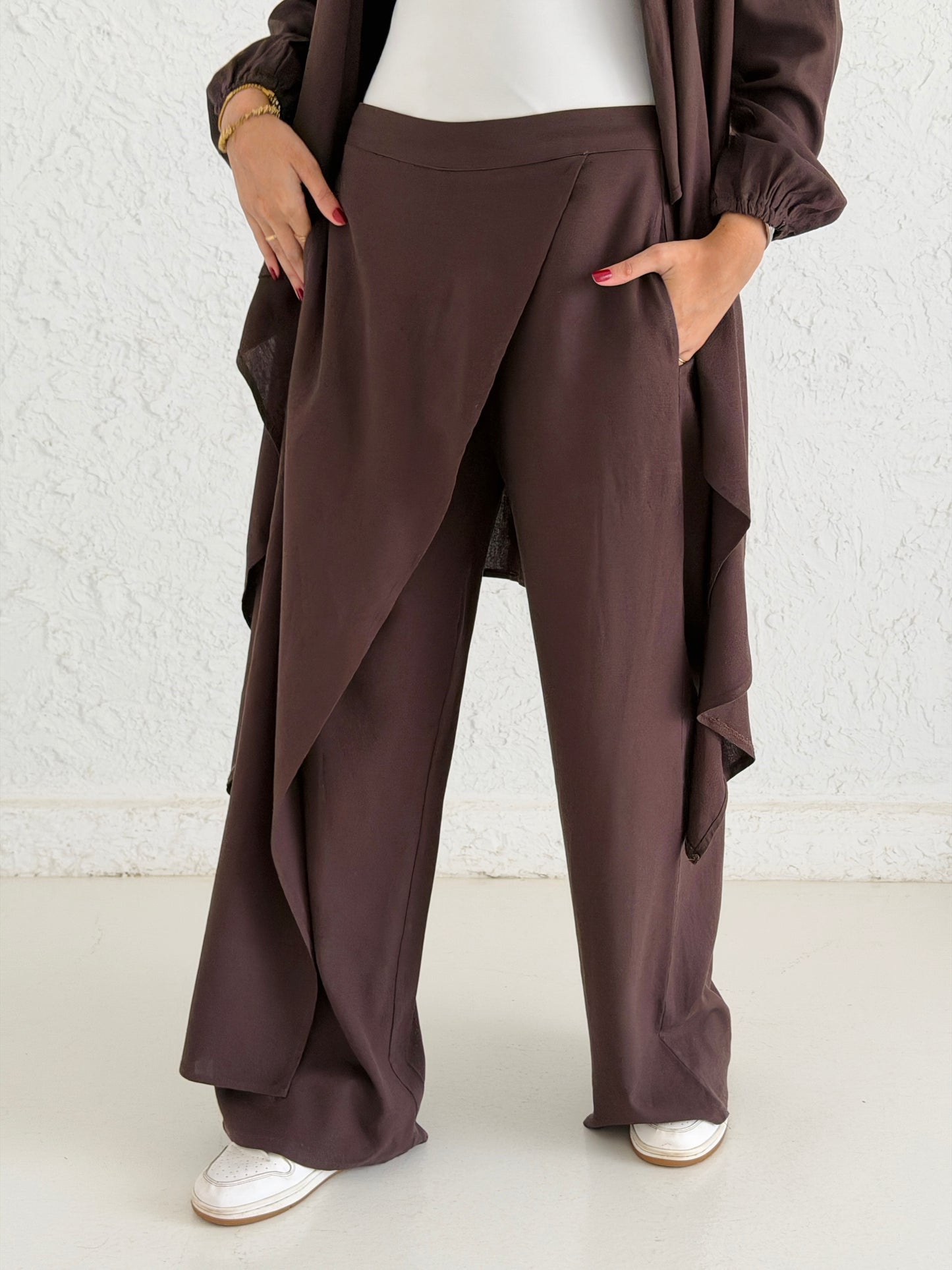 Linen Skirt Pant - Brown