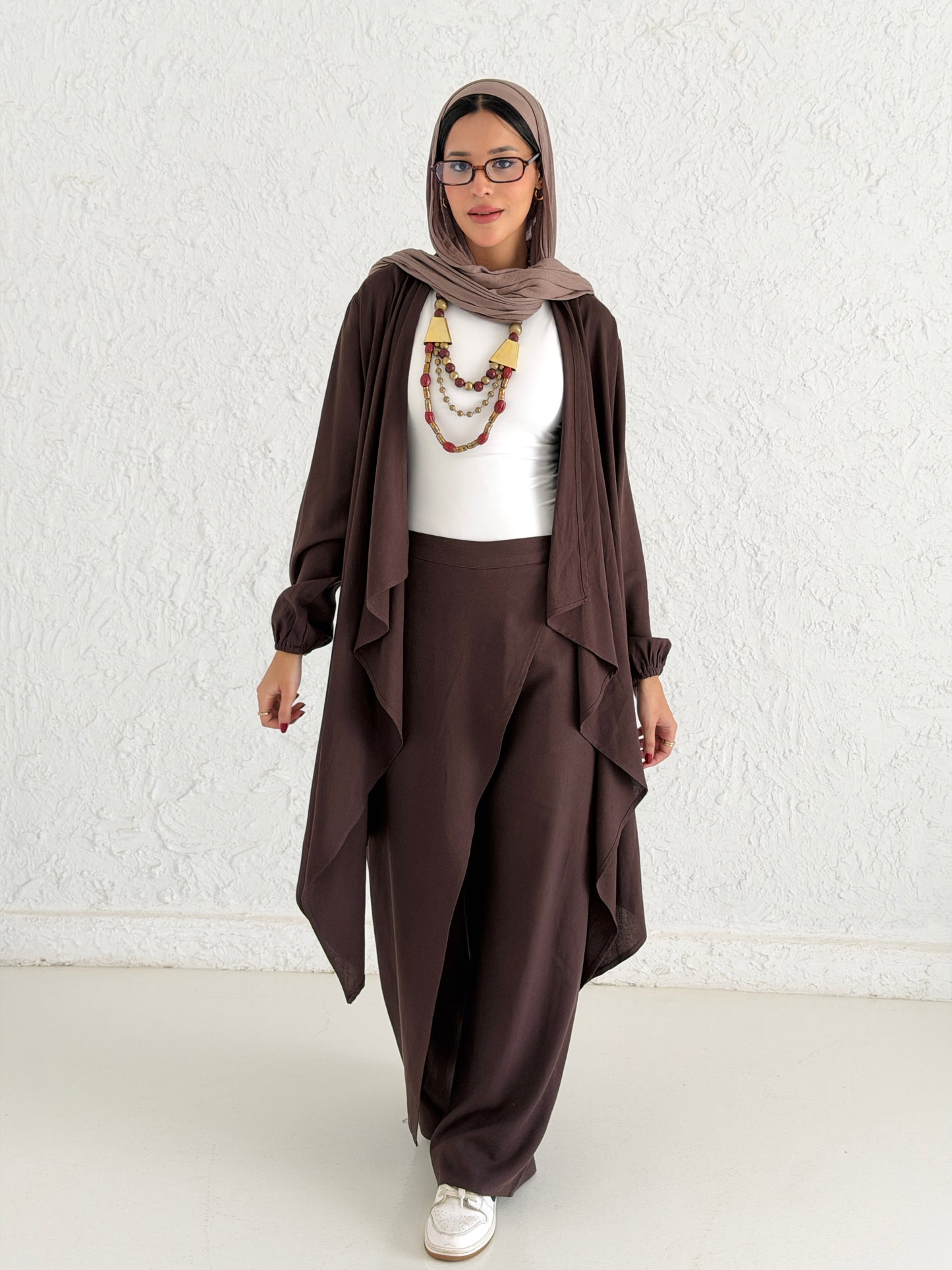 Linen Flowy Set - Brown