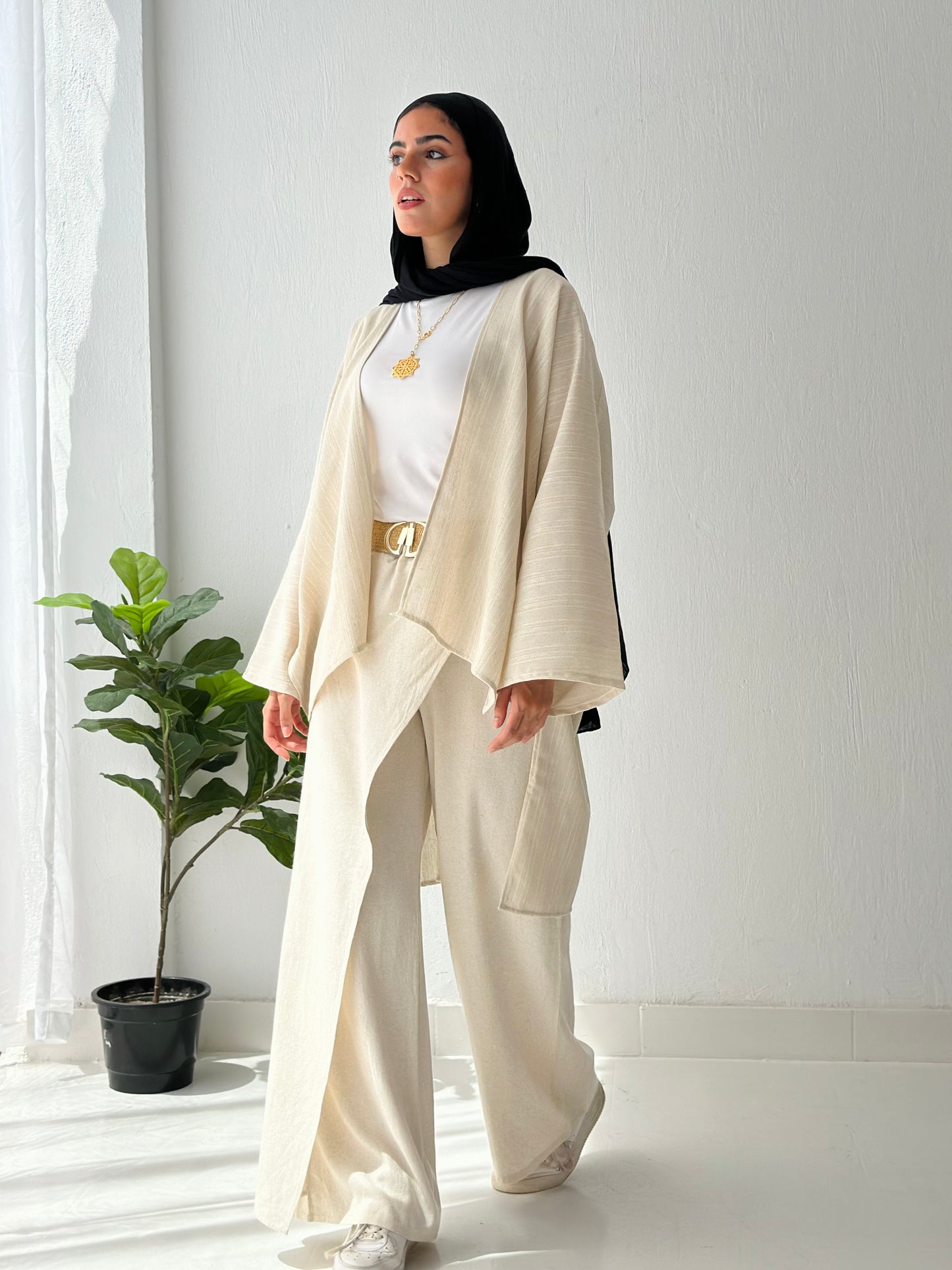 Linen Skirt Pant - Beige