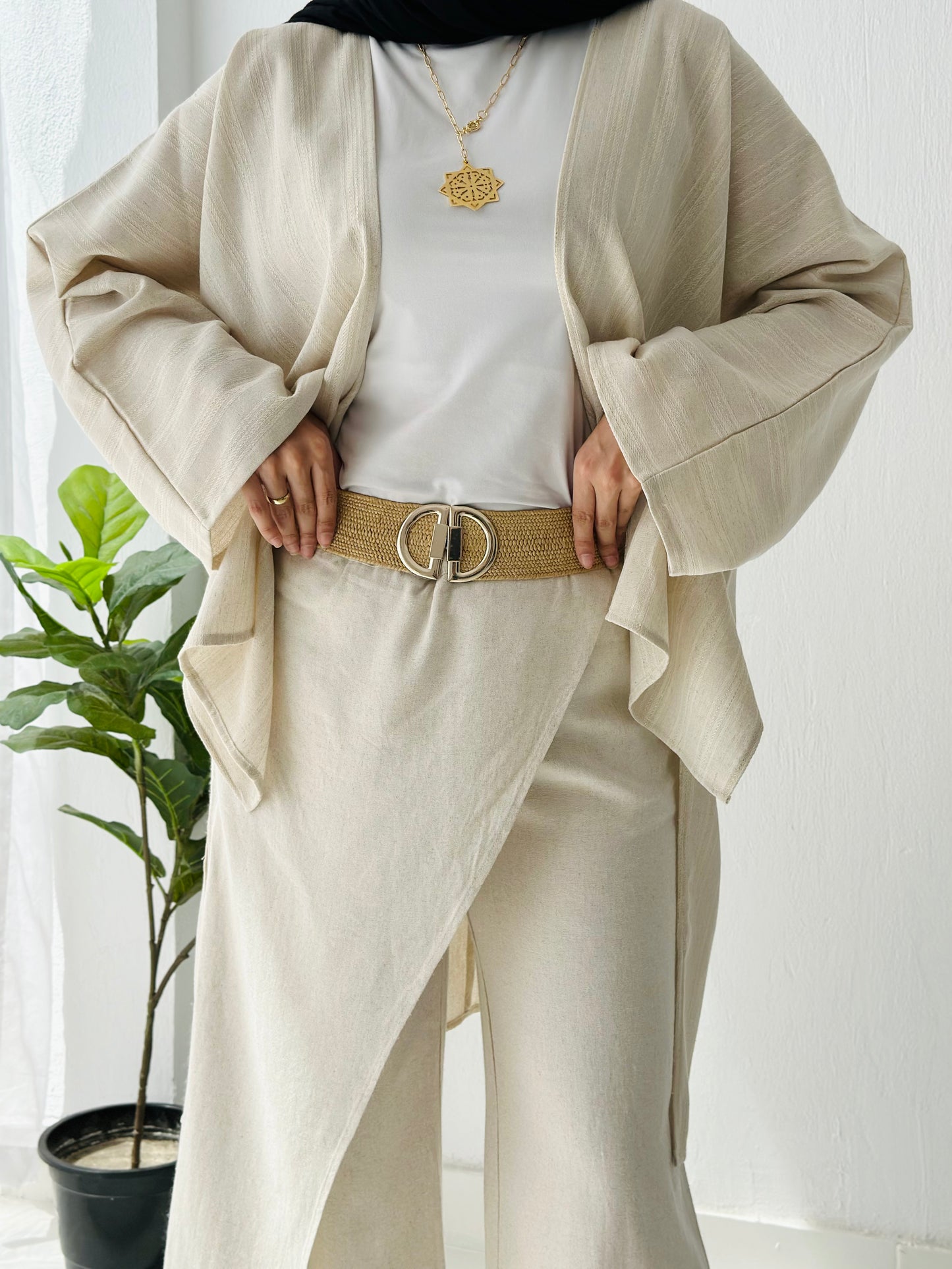 Linen Skirt Pant - Beige