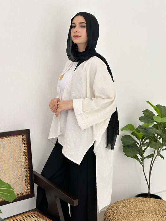 Twisted embroidery Cardigan - Off White