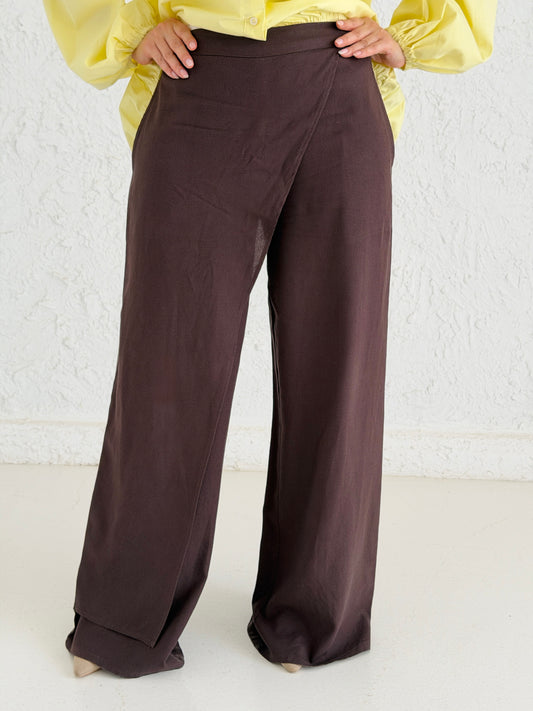 Linen Skirt Pant - Brown
