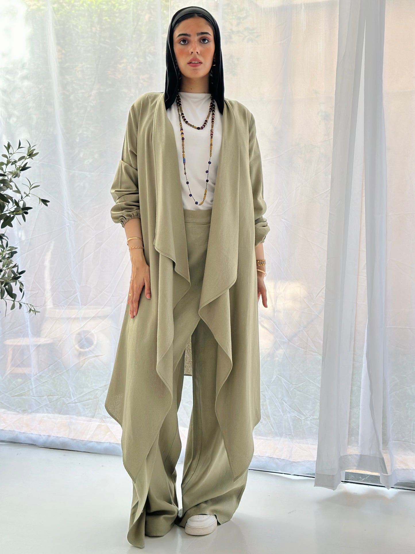 Linen Flowy set - Olive