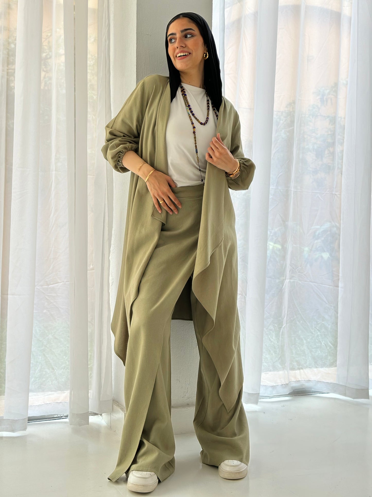 Linen Flowy set - Olive