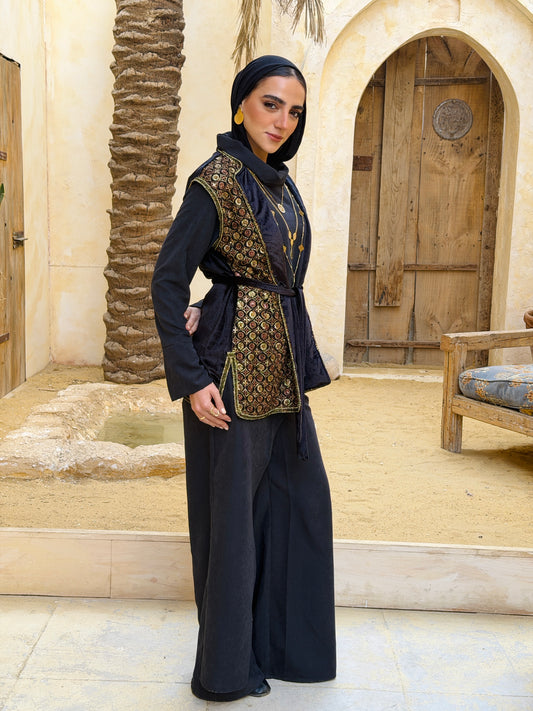 Oriental Embroidery Vest - Black