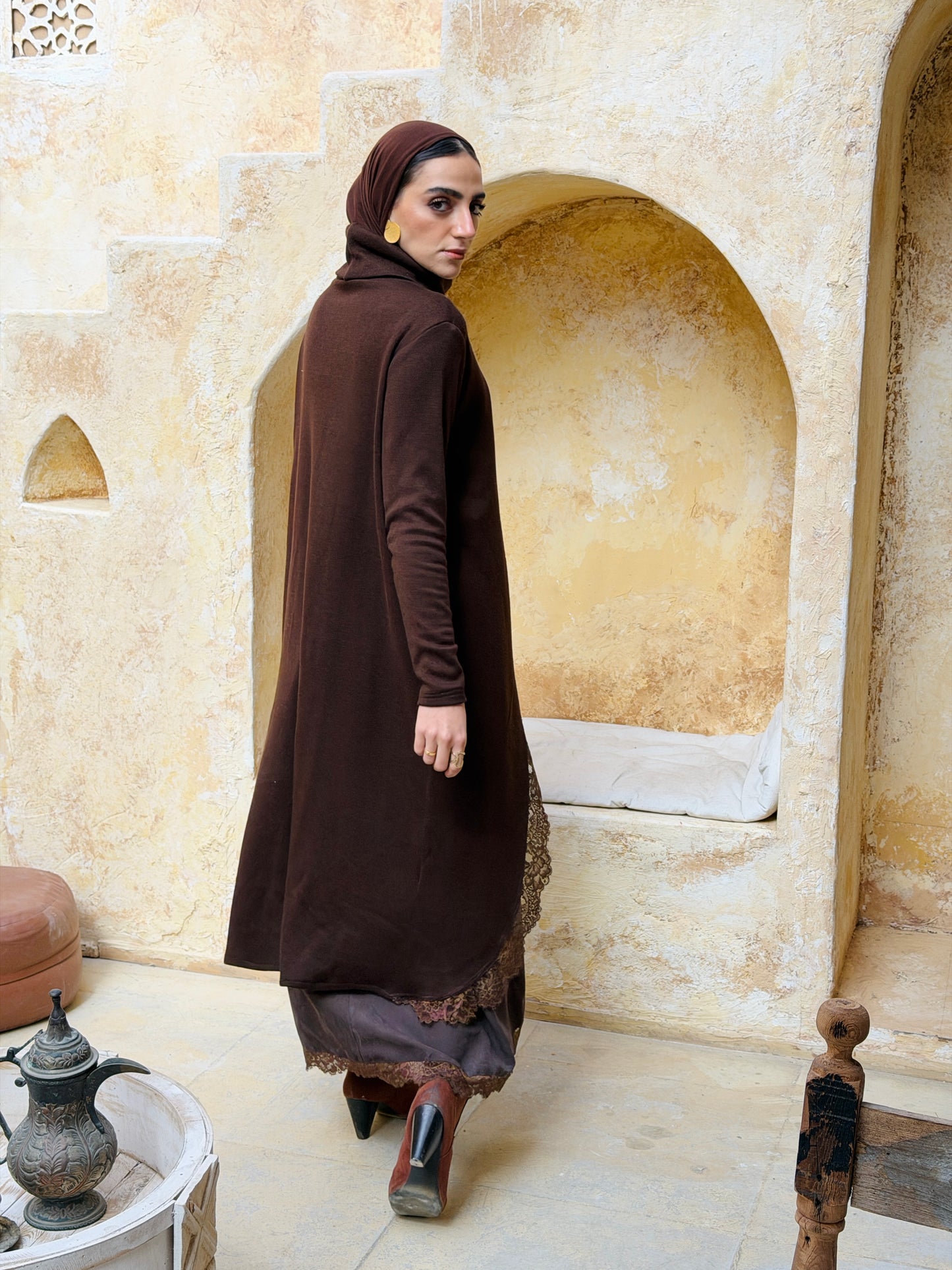 Wrap Lace Pullover - Brown