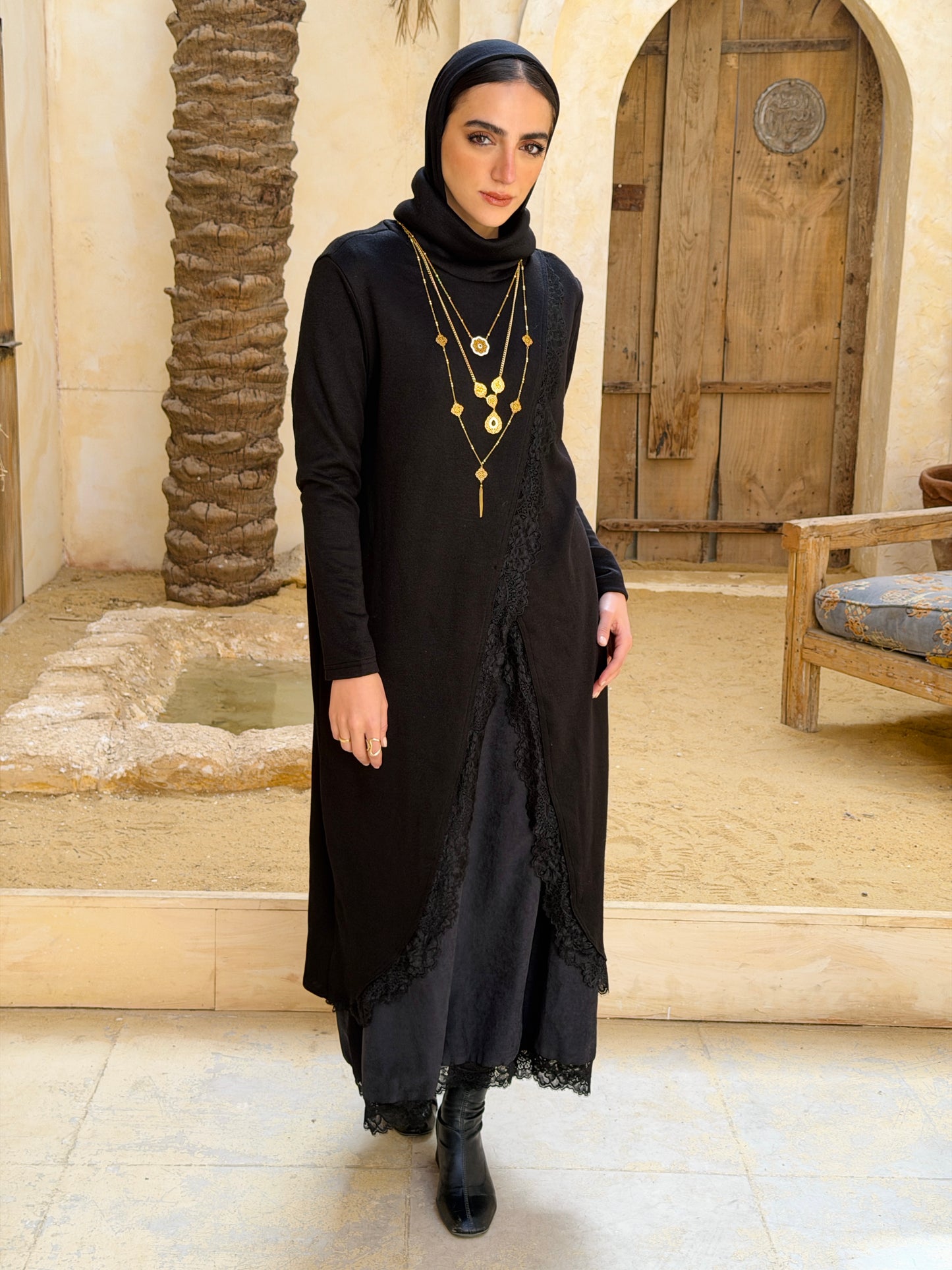 Wrap Lace Pullover - Black