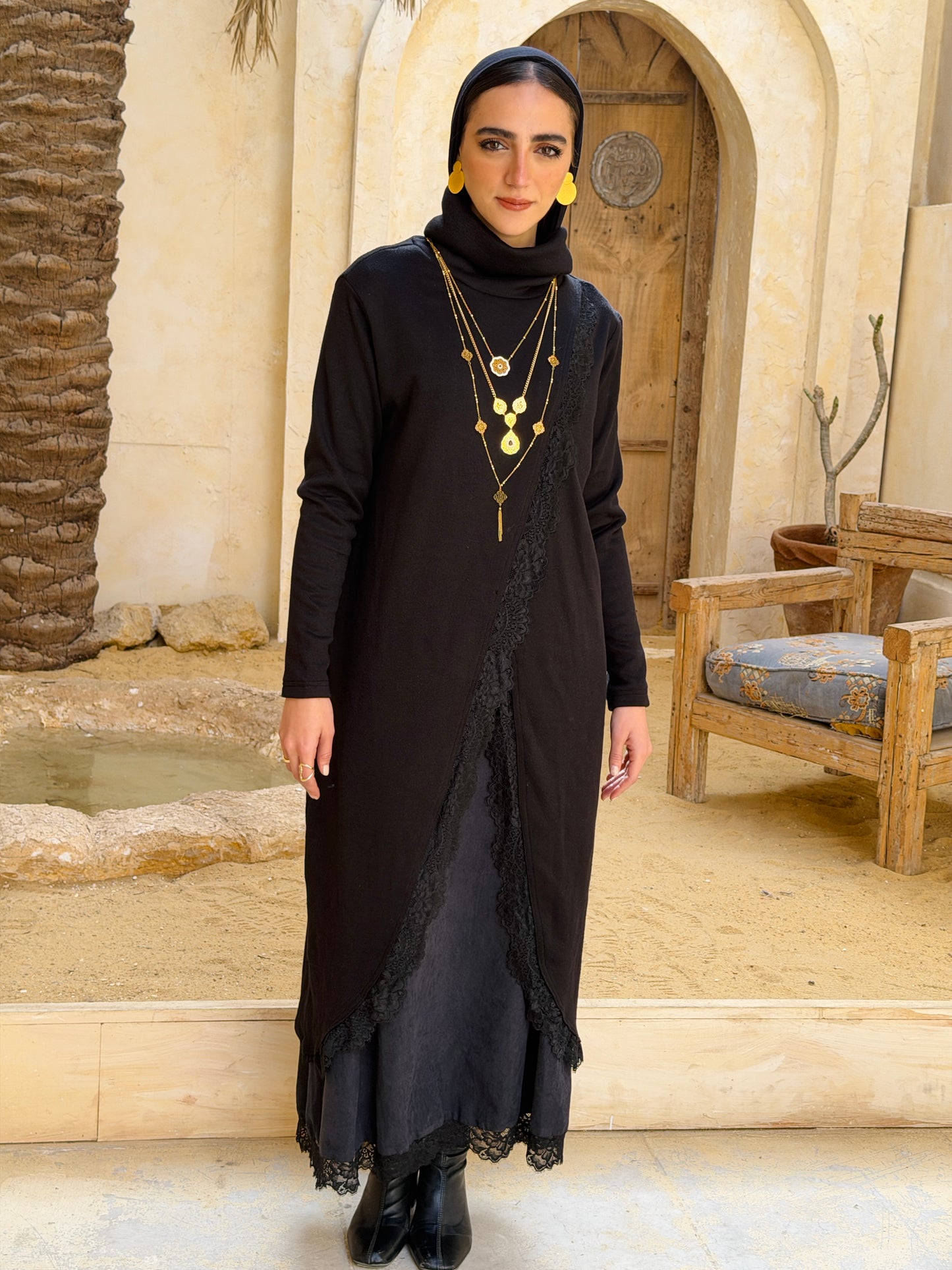 Wrap Lace Pullover - Black