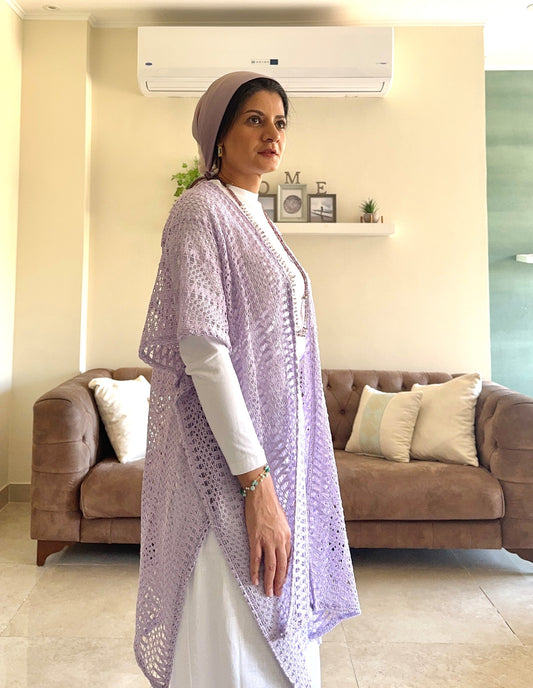 Dual Net Cardigan - Purple