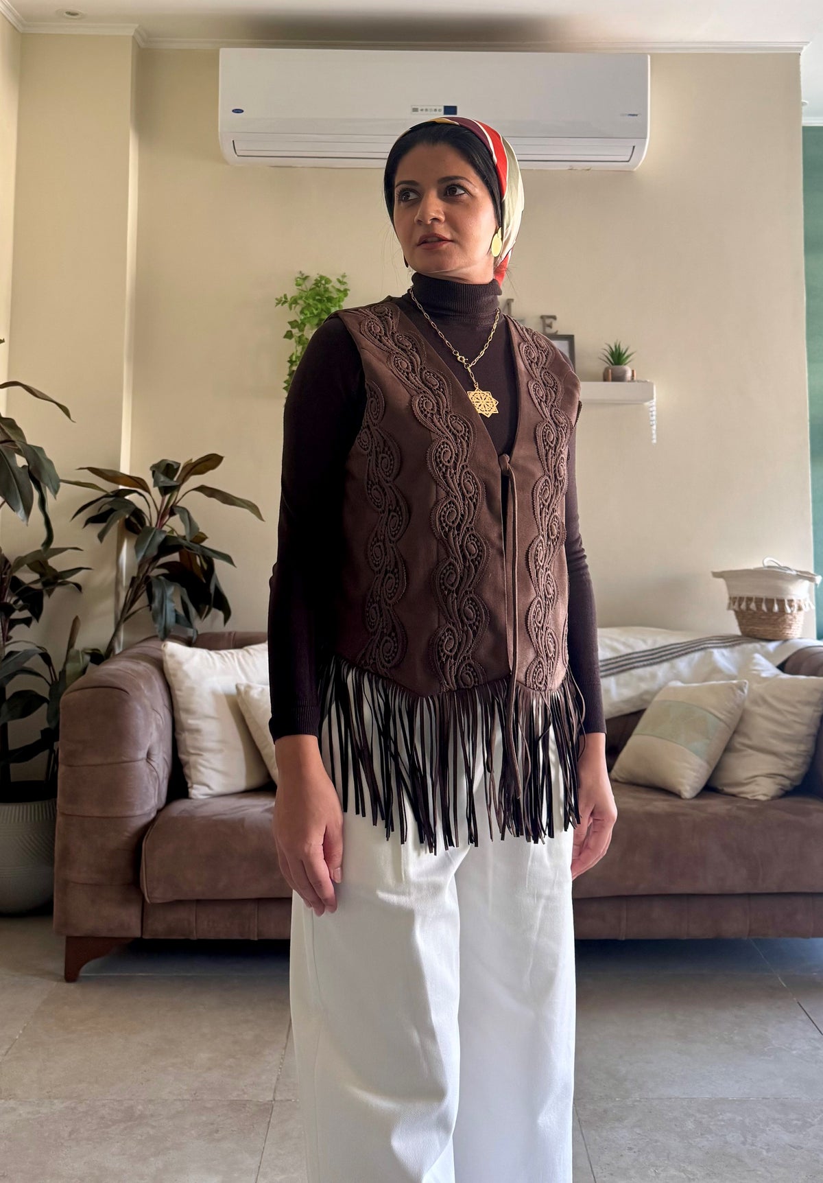 Fringes Vest - Brown