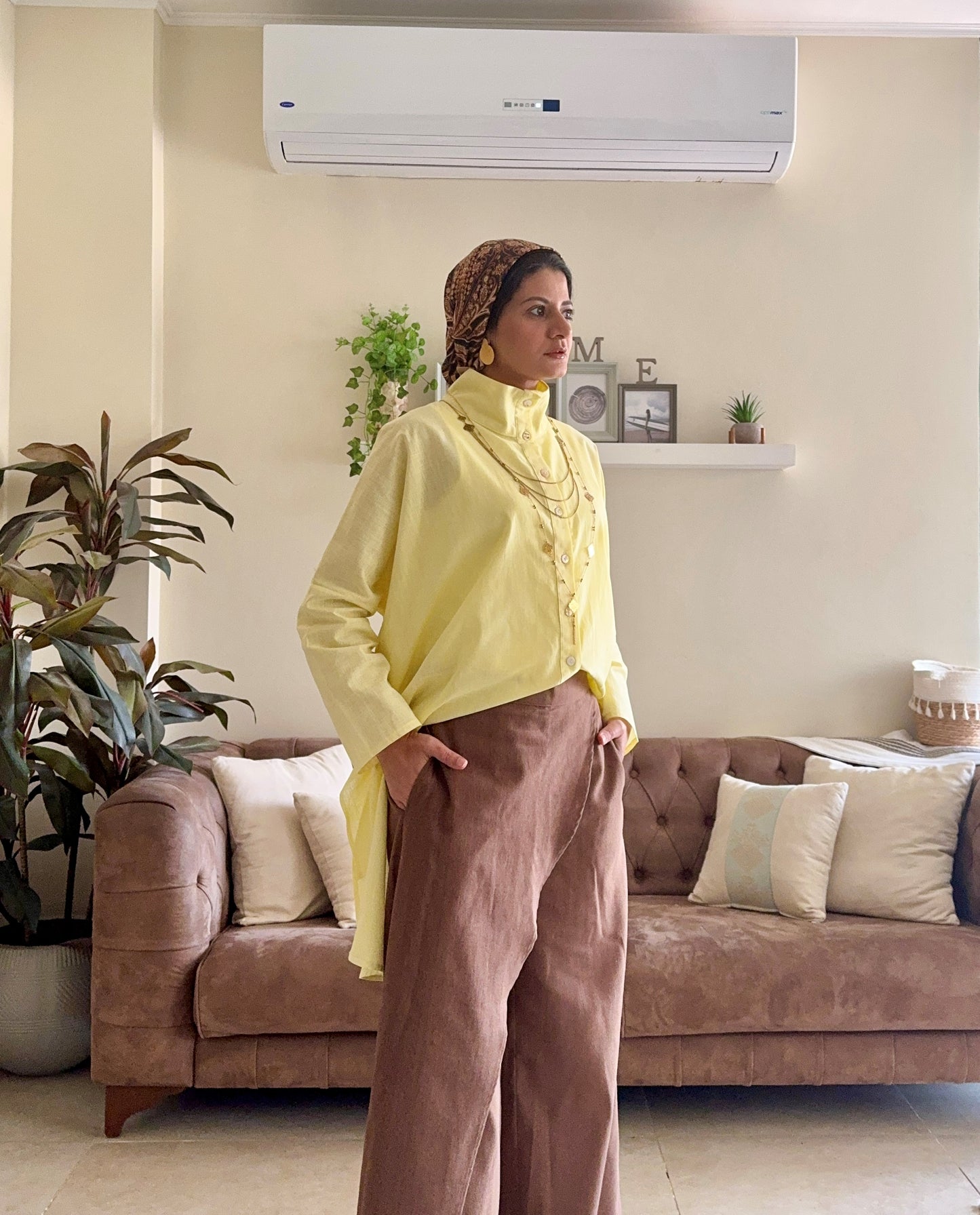 Linen Skirt Pant - Brown