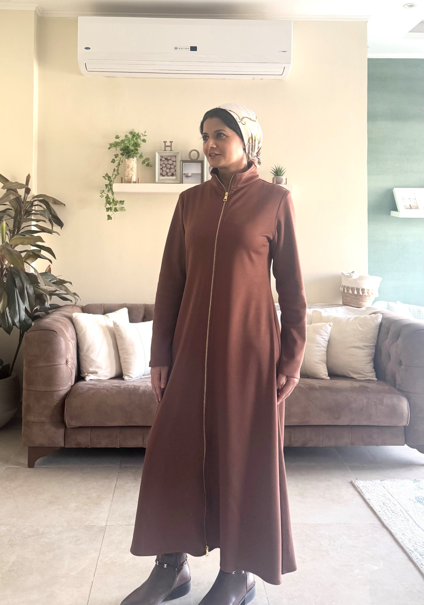 Zippered Dress - Brown