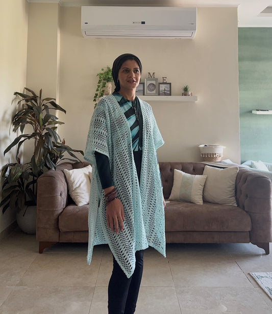 Dual Net Cardigan - Aqua