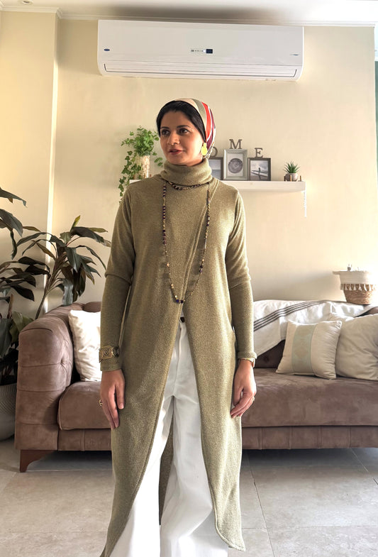 Wrap knit Pullover - Olive