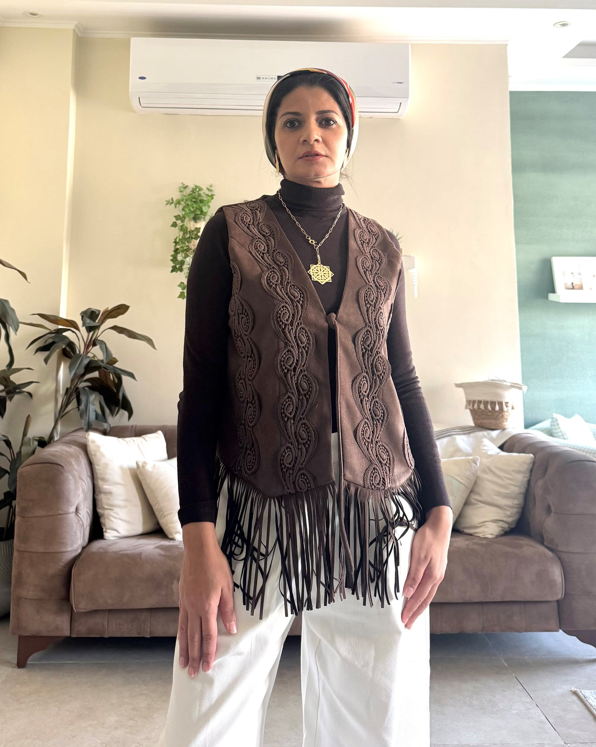 Fringes Vest - Brown