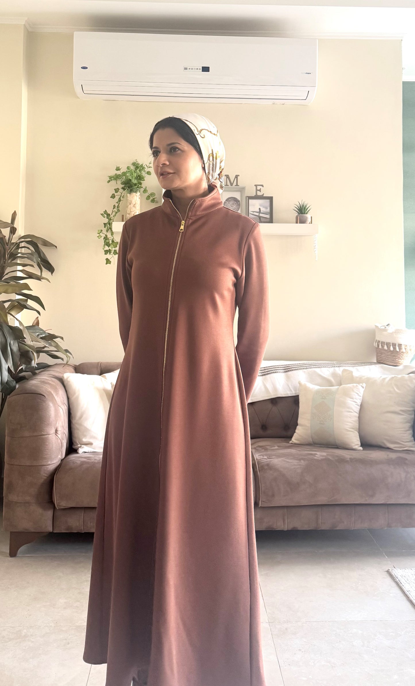 Zippered Dress - Brown