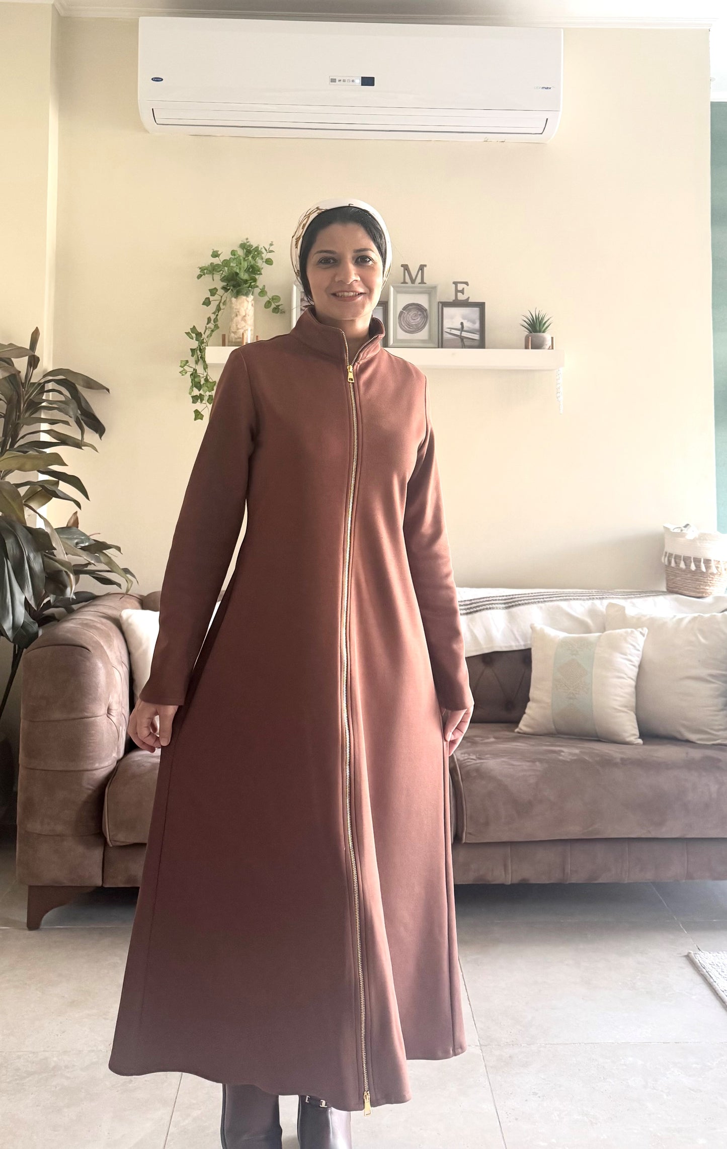 Zippered Dress - Brown