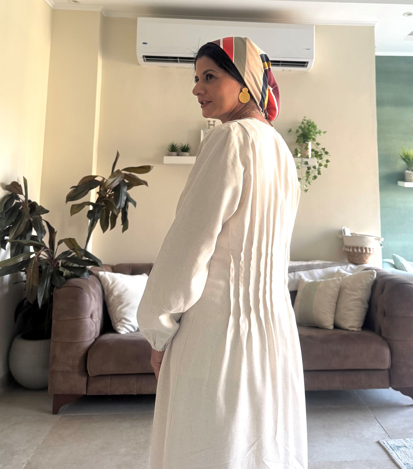 Nefertari Pleats Dress - Beige